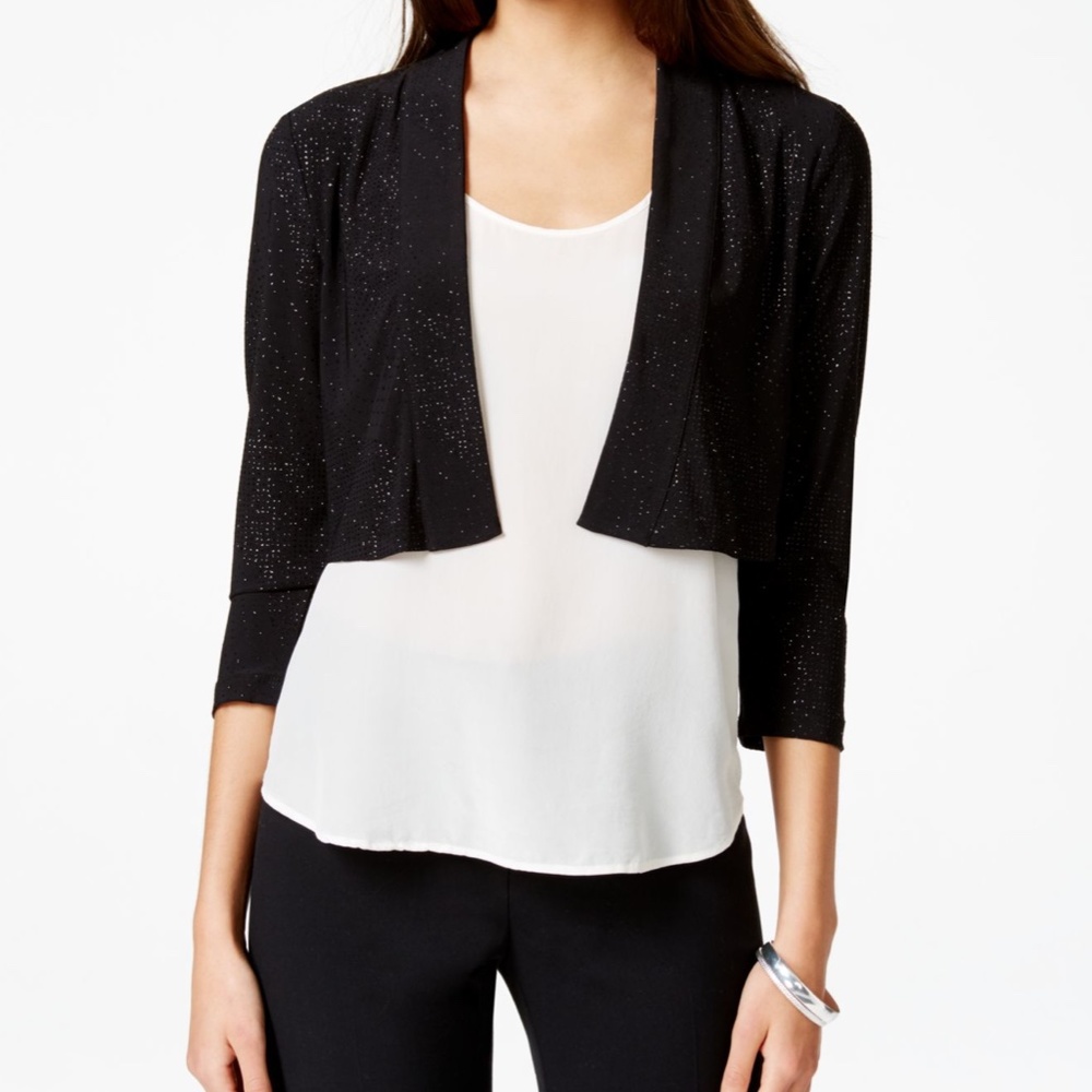 Calvin Klein Three-Quarter-Sleeve Glitter Bolero